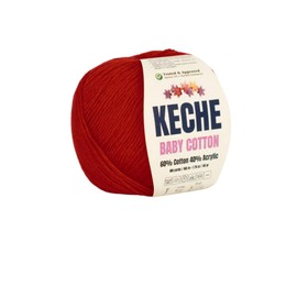 Keche Cotton Yarn, 60% Cotton 40% Acrylic Yarn, Soft Cotton Yarn for Crochet and Knitting, Amigurumi Yarn 1 Skein/Ball 1.76 Oz (50g) / 180 Yrds (165m) - Red