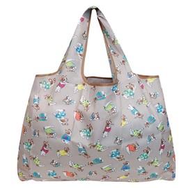 allydrew Large Foldable Tote Nylon Reusable Grocery Bag, 3 Pack, Playful Animals