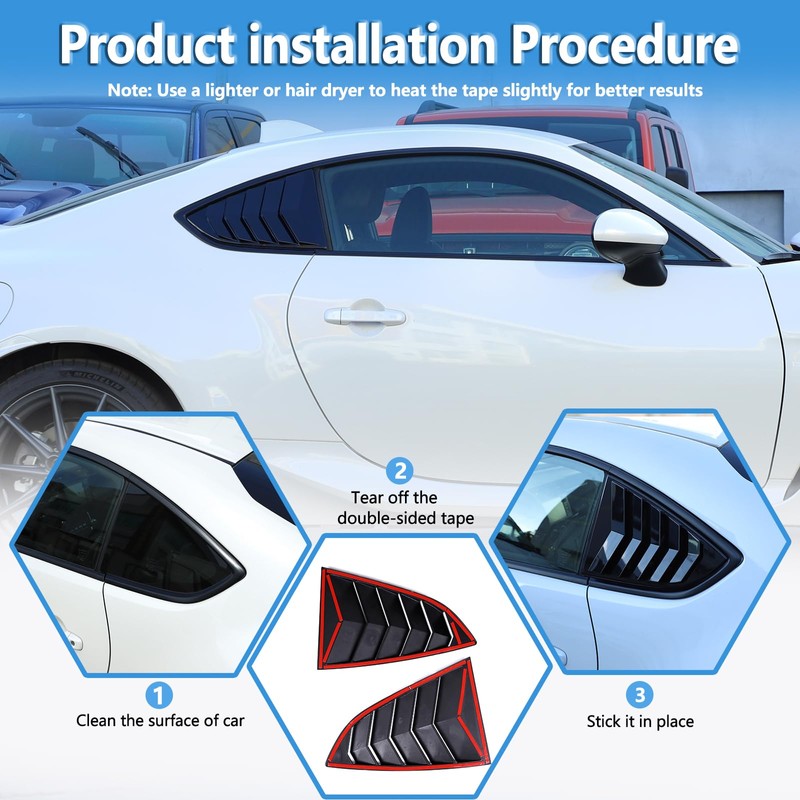 Window Louvers Air Vent Grill Trim Compatible with Subaru BRZ