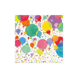 Caspari Balloons and Confetti Paper Birthday and Party Cocktail Napkins in White, 20 Per Package