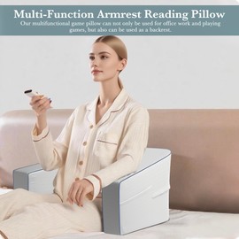 Heymirro Reading Pillow for Gaming Lap Desk Pillow for Laptop Large Laptop Pillows for Adults with Arm Rest and Side Pocket, Back Pillow for Bed/Floor/Couch/Rest/Playing/Working(Grey