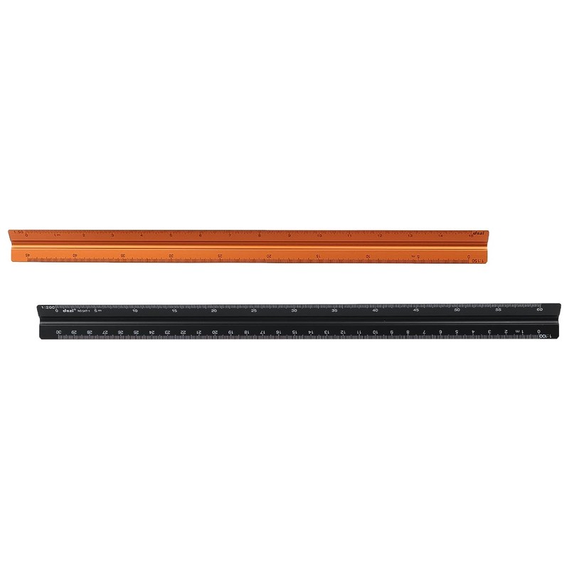 POFET Architectural Scale Ruler, Metal Triangular Scale Ruler Metric 1:20,