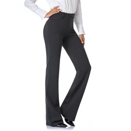 Tapata Women's 28''/30''/32''/34'' Stretchy Bootcut Dress Pants with Pockets Tall, Petite, Regular for Office Work Business 28", Charcoal, L