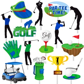 C L cooper life Golf Cupcake Toppers 36Pcs Golf Ball Cupcake Toppers Sticks Golf Birthday Party Cake Picks Sports Golf Theme Decorations for Golf Life Baby Shower Supplies