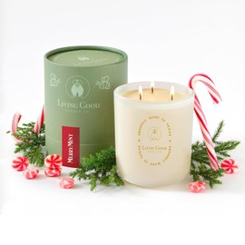 MerryMint - Sweet Peppermint & Smoky Marshmallow - Perfect for Christmas & Holiday - Handcrafted Pure Beeswax - Long-Lasting 90+ Hours - Non-Toxic Home Decor - 15 OZ