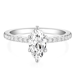 Titaniumcentral 2CT Engagement Ring for Women Gold Silver Rings with Zirconia Marquise Cut Wedding Promise Anniversary Ring for Her (Silver,Size V 1/2)