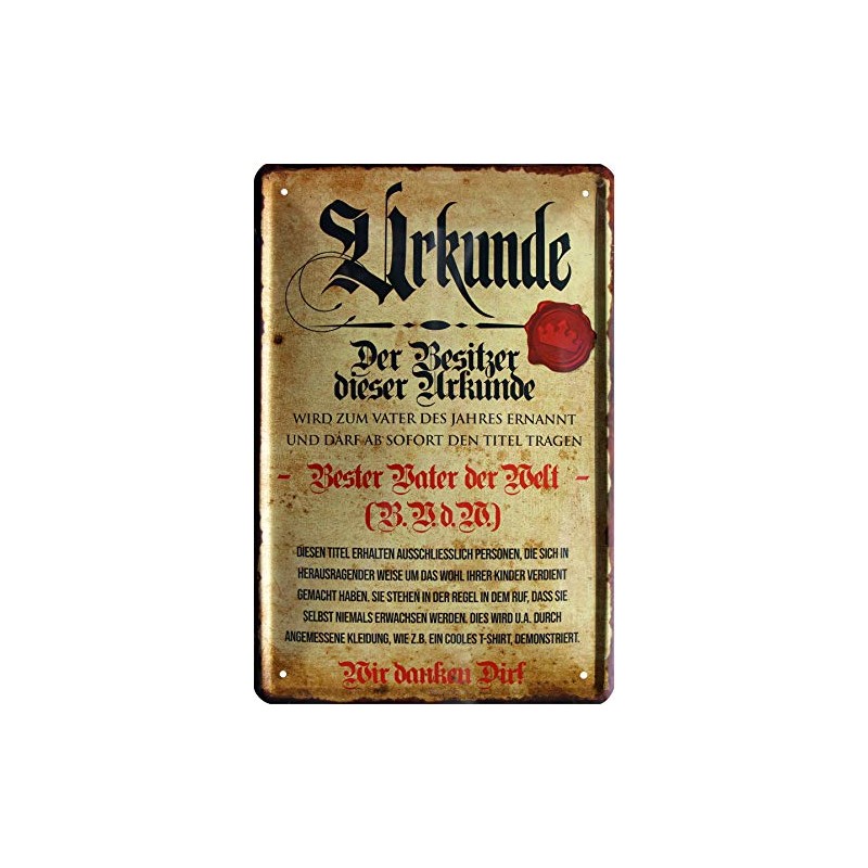 318 Decorative Tin Sign with German Text "Bester Vater der