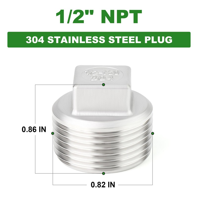 TAISHER 10PCS 304 Stainless Steel Outer Square Thread Socket Pipe