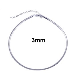 SILVERLIZA 925 Solid Sterling Silver Italian Flat Omega Chain 3 mm Beautiful Chain 16 in