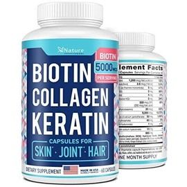 Bloommy Biotin, Collagen & Keratin Capsules for Hair, Skin, Joint, 5000mcg