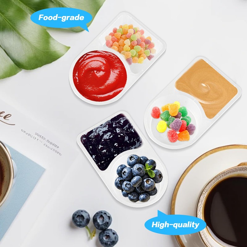 HexinYigjly 40 Set Double Compartment Snack Pots with Compartments, 130ml