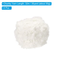 PATIKIL 35yds Faux Fur Yarn, 4 Skeins Fuzzy Yarn Crochet Fluffy Yarn Soft Chunky Polyester Plush Fur Eyelash for Crocheting Knit Blanket Rug Sweater Scarf Hat Bear Craft, Beige White
