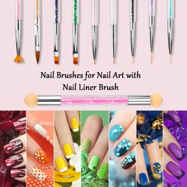 10Pcs Nail Art Brushes, Nail Dotting Tools, Double Ended Nail Art Pens Kit Gel Nails Art Brushes for Gel Nails
