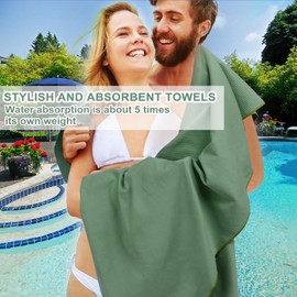 Linlook Microfibre Towel Large 180 x 80 cm Compact Quick-Drying Sports Towel, Beach Towel, Travel Towel and Bath Towel for Sports Travel Yoga Camping Beach Gym (Green, 180 x 80 cm)