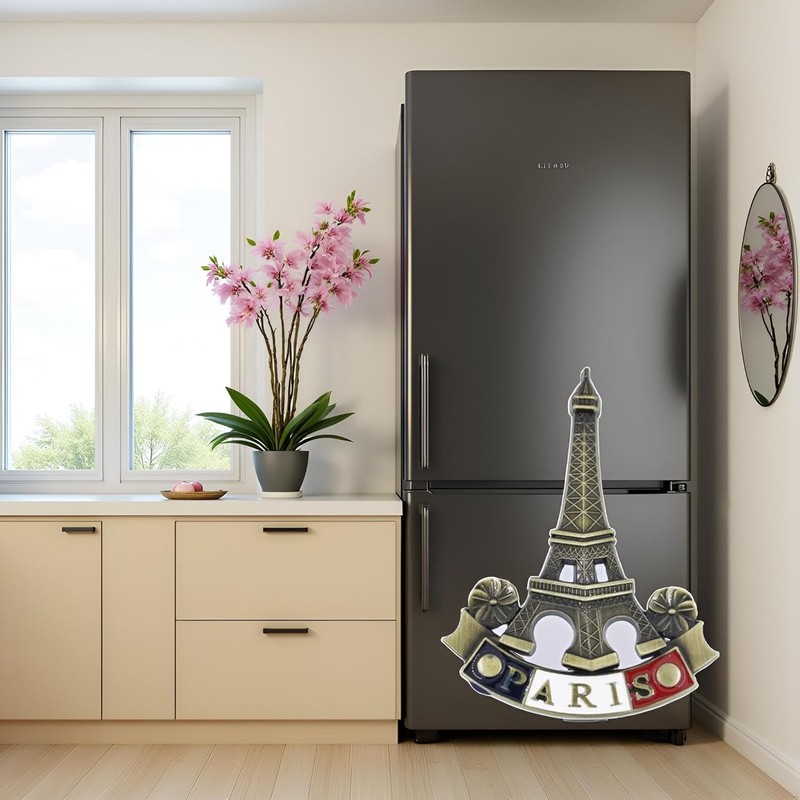 2Pcs 3D Metal Fridge Magnet Eiffel Tower Paris France Souvenir