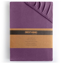 DecoKing Fitted Sheet Double Cotton Jersey Boxspring, Amber Collection, 120x200-140x200 cm Plum Violet Purple