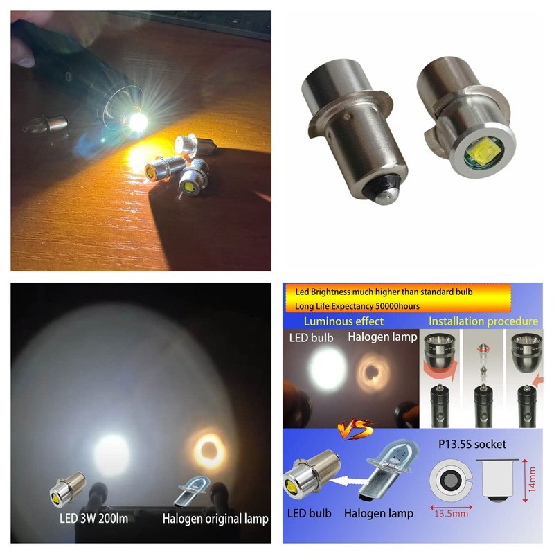 GLGYCB P13.5S PR2 LED Bulb Flashlight Replacement Led Conversion kit