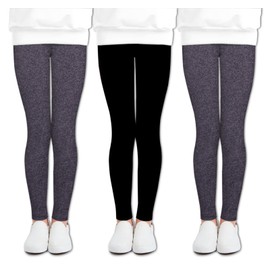 LUOUSE Girls Stretch Leggings Little Kids Pants 3 Pack Sets Ankle Length Size 6T - 7T