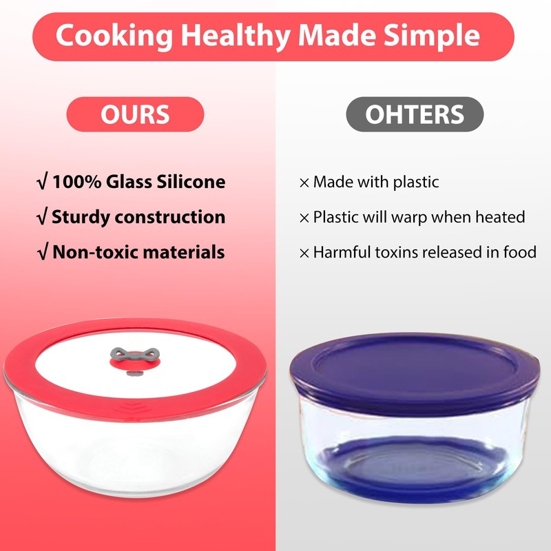 4 Pack Replacement Lids for Pyrex 7201-PC 4 Cup and