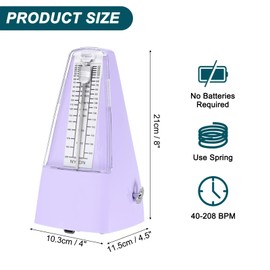 sourcing map Mechanical Metronome,High Accuracy Musical Timer with Metal Movement Universal Metronome for Piano Guitar Violin Ukulele Player,Purple