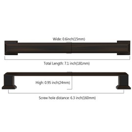 Asidrama 10 Pack 6.3 Inch(160mm) Oil Rubbed Bronze Cabinet pulls Kitchen Cabinet Handles Cabinet Pulls Kitchen Cabinet Hardware for Cupboard Drawer Pulls