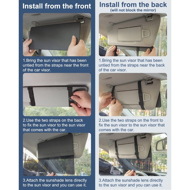 NAZZO Sun Visor Extender for Car, Sun Blocker with PC