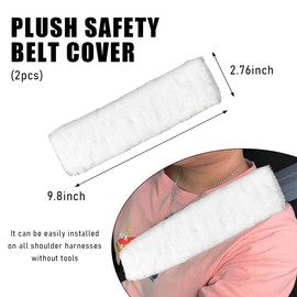 Yourkar 2 PCS Car Seat Belt Cover, Soft Auto Seatbelt Protector for a More Comfortable Driving, Warm Plush Seatbelt Shoulder Neck Pad Cushion Fit for All Cars, Car Accessories (White)