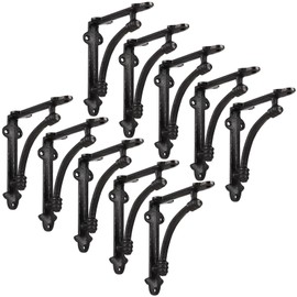 Gisafai 10 Pcs Decorative Shelf Brackets 5.5 Inch Cast Iron Half Round Open Shelf Metal Bracket Heavy Duty Black Farmhouse Wall Floating for DIY