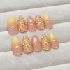 Almond Press on Nails Medium Fake Nails with Yellow Flower