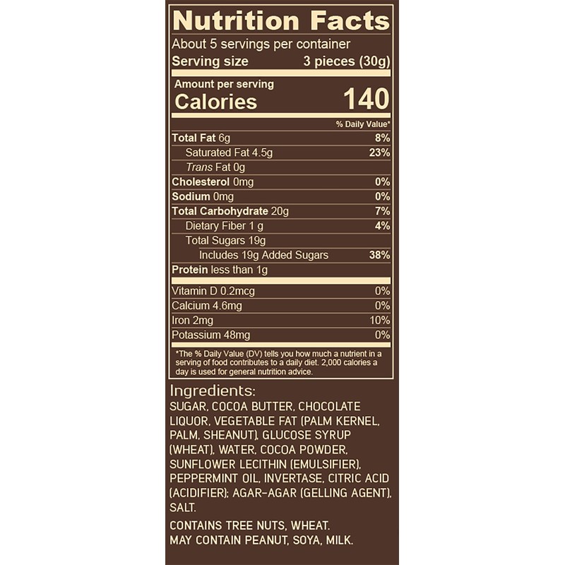 Bouchard Dark Chocolate Mint Thins (72% Cacao) 5.3 OZ (.3