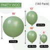PartyWoo Sage Green Balloons 140pcs Different Sizes Pack of 18