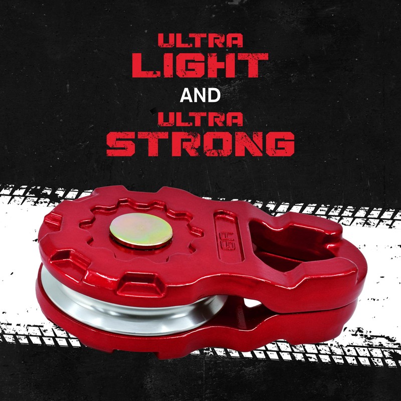 GearAmerica Ultra Snatch Block Pulley Black, 20T Mbs, Aluminum Winch