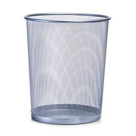 Waste Paper Bin for Office, Bathroom, Teenager's Room & Children's Room, 35 x Diameter 29.5 cm, Metal Mesh, Round (Silver)