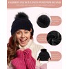 Womens Winter Beanie Hat Scarf Gloves Set, Cute Pom Pom