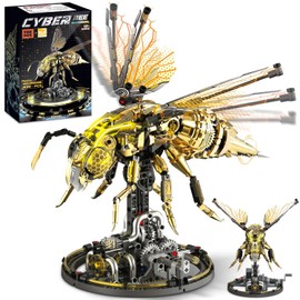 Mechanical Bee Building Blocks Kit for Adult, Technic Bee Buildings Set for Adults with LED Light & Display Stand, Robot Animal Building Toy with Moving Wings for Adults & Kids, 832Pcs