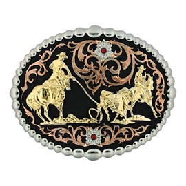 Montana Silversmith Tri Color Team Roper Attitude Belt Buckle - 60969