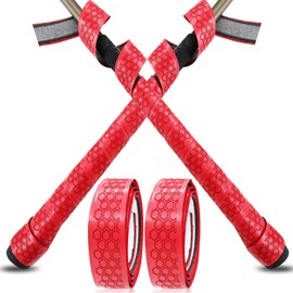 Bat Grip Tape Baseball Softball 2/4 Pack 40 inch 1.75mm Precut and Full Adhesive Back Pro Feel Soft Comfortable Tapes for Old Bats Handles (2 Pcs-Red Hexagon)