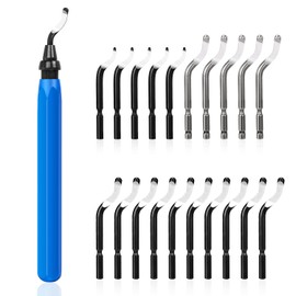 CGBOOM Universal deburring tool, metal handle, hand deburring tool with 20 replacement blades, 360° rotating blade, cutting tool for 3D printers, plastic, aluminium and stainless steel