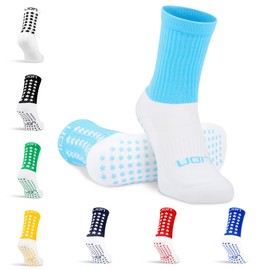 Lion Elite 2.0 Grip Socks – Non-Slip Football Socks with Dual Grip – Pairs with Sleeves, Adults & Kids Sizes - Sky Blue | Large