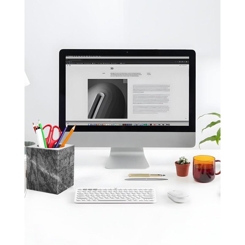 CABALAY Marble Pencil Pen Holder for Desk, Multi-Functional Pen Cup
