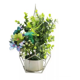 Idecor Arreglo Floral Vintage Rosas Y Follaje Colgante Herrería !!