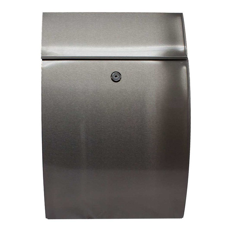 Qualarc WF-0906A Glacial Elliptical Stainless Steel Locking Wall Mount Mailbox,