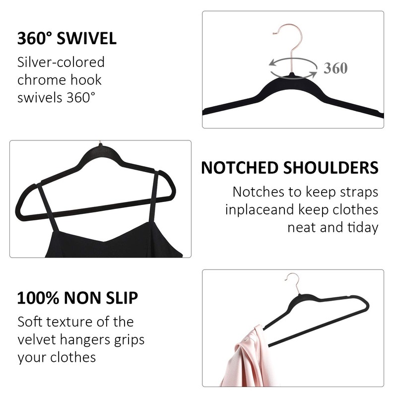 VECELO Premium Velvet Clothes Hangers Suit Heavy Duty (50 Pack)-Non