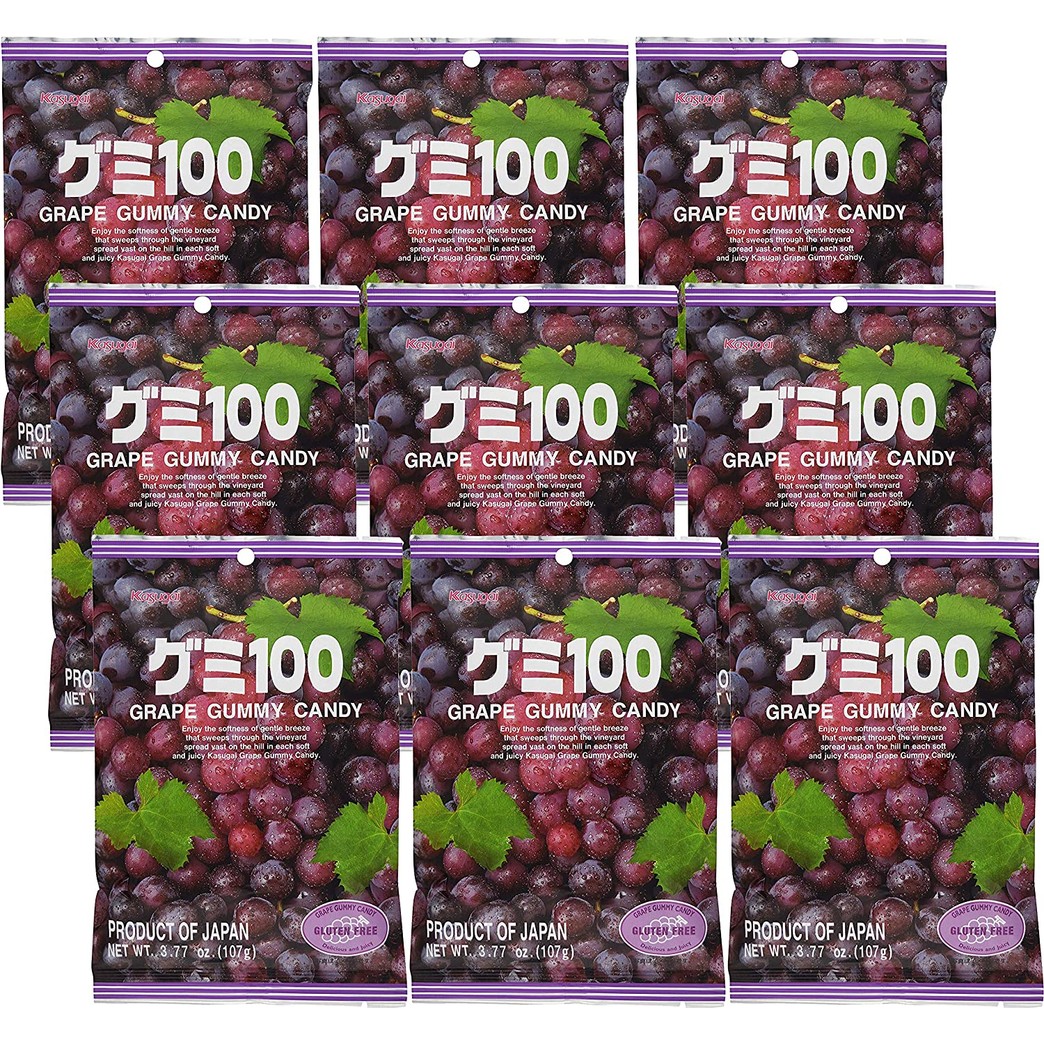 Kasugai Grape Gummy Candy 3.77oz (9 Pack)