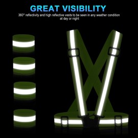 SAWNZC Reflective Vest Running Gear 2Pack, Adjustable Safety Vest Outdoor Reflective Belt High Visibility with 4 Reflective Wristbands Straps for Night Cycling Motorcycle Dog Walking (Rose Red)
