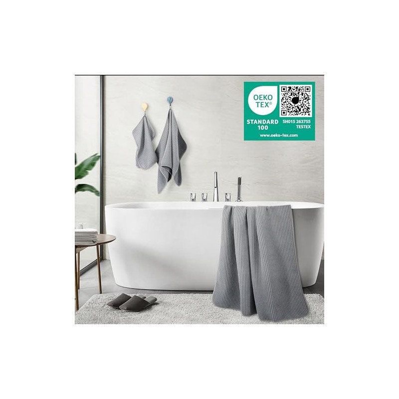 Polyte Set de 6 Toallas de Baño Microfibra Waffle Secado