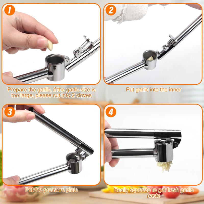 deegbbyi Garlic Press, Garlic Press, Stainless Steel Garlic Press with