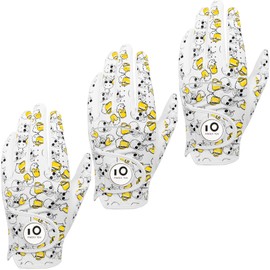 FINGER TEN Mens Golf Glove Rain Grip Value 3 Pack, White Skull Black Left Hand Fit Right Handed Golfer, All Weather Durable Grip Size Small Medium Large XL (Skull, S)