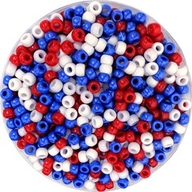1200pcs Patriotic Beads, Red White Blue Pony Beads for Jewelry Making Crafts, DIY Fun Plastic Pony Beads Bulk for 4th of July Independent Day
