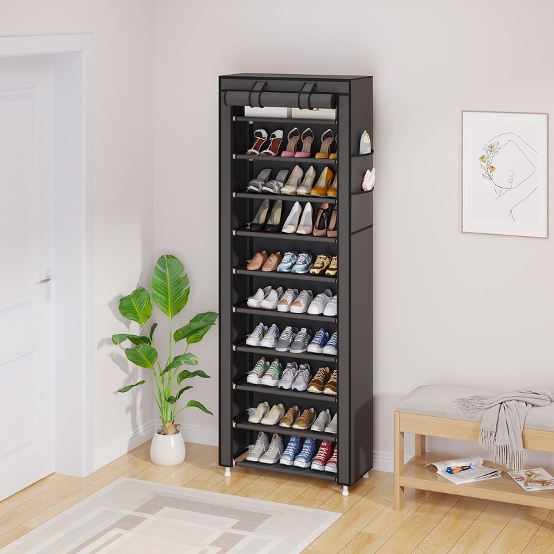 UDEAR 10-Tier Free Standing Shoe Rack Sturdy Shoe Rack Organizer